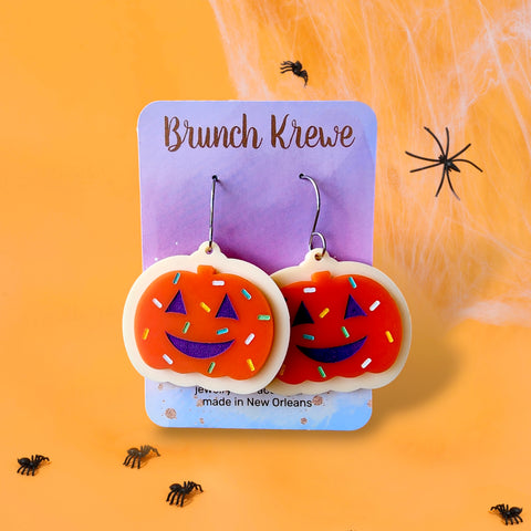 Pumpkin Jack-o-Lantern Sugar Cookie Earrings