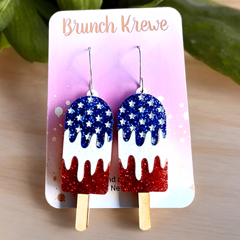 Red, White, and Blue Popsicle Earrings