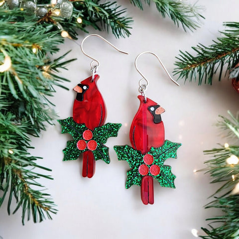 Festive Cardinal Earrings