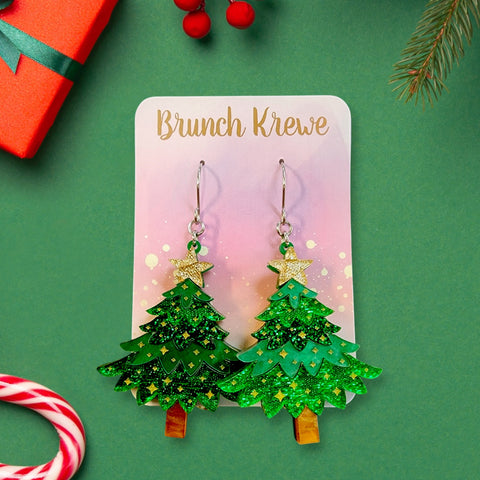 Glittery Christmas Tree Earrings